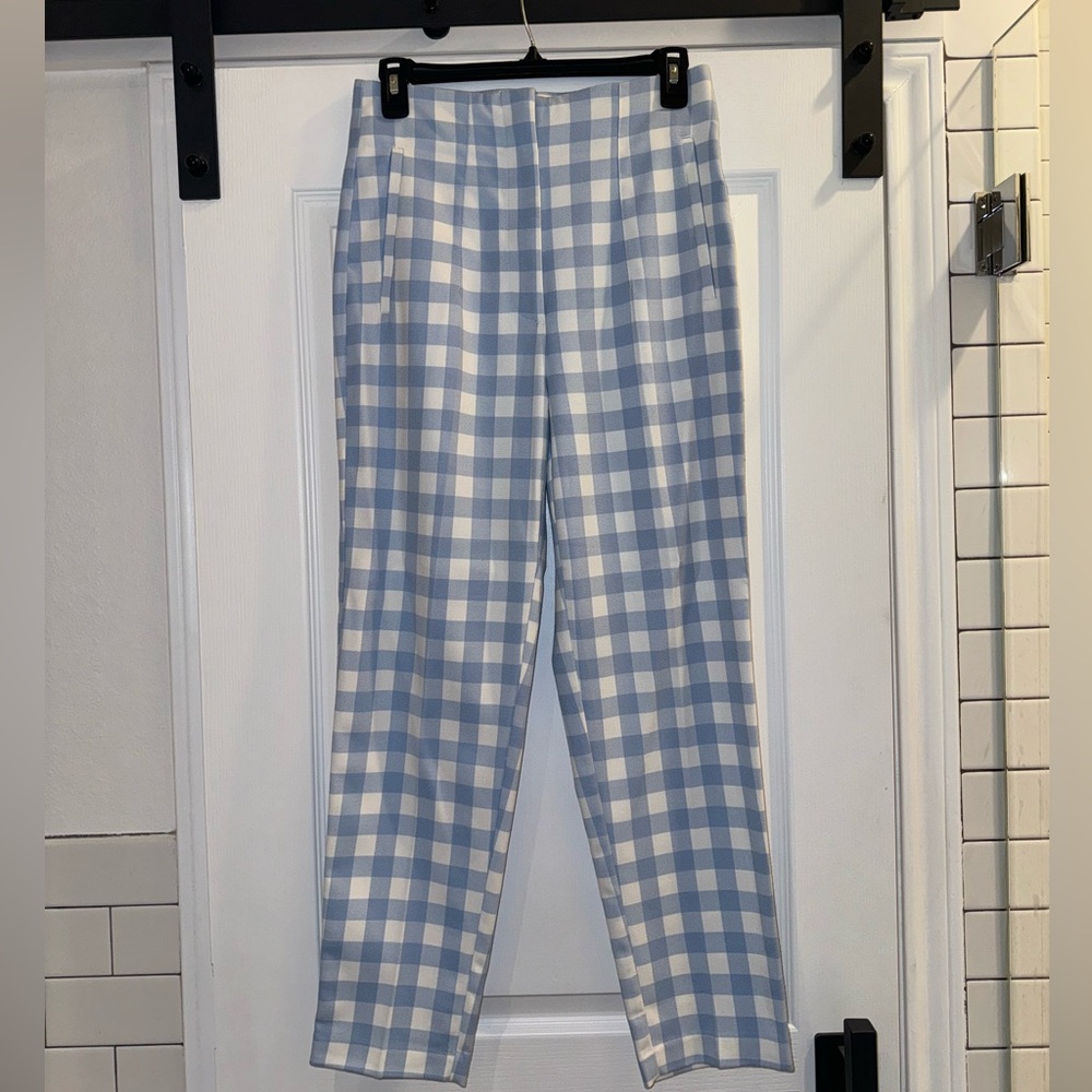 Blue Zara Gingham Pants Sz M